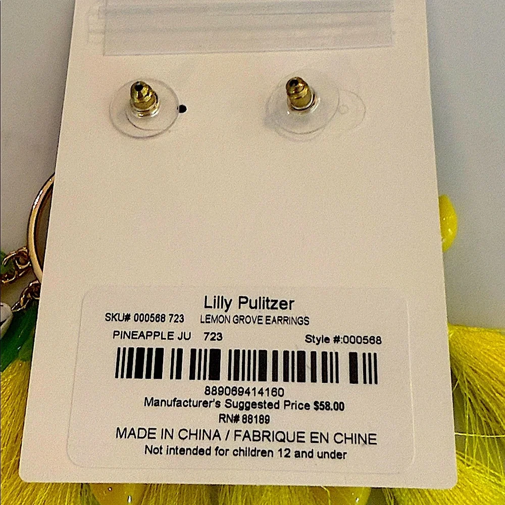 Lilly Pulitzer Yellow Tassel, Green and Gold Earrings. 
NWT - Picture 3 of 4